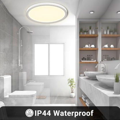 LQWELL® Ceiling Light LED Ceiling Lamp, IP44 Waterproof Bathroom Lamp Round Flat 23W 4000K 2600LM Modern Simple Lamp Thin for Living Room Bathroom Bedroom Kitchen Balcony Basement Office, 300 * 25mm