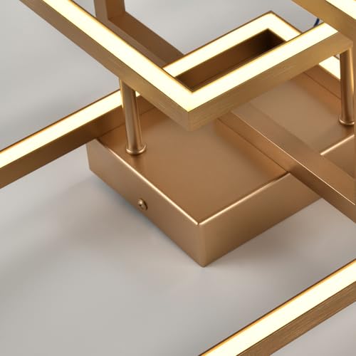 LQWELL® LED Deckenlampe, ModernGeometrische Deckenleuchte 3000K 31W Gold Küchenlampe, Deckenstrahler für Esszimmer Wohnzimmer Schlafzimmer Flur