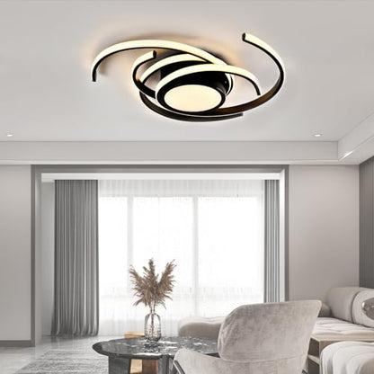 LQWELL ® Ceiling light LED ceiling lamp, 33W 3000K kitchen lamp modern bedroom lamp made of aluminum black white for living room bedroom kitchen balcony hallway basement office, 560 * 560 * 100mm