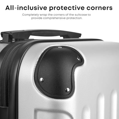 YONSLY® Suitcase XL Silver, Trolley Travel Suitcase, Spinner Carry-On with 4 x 360° Wheels, ABS Hardshell, Security Lock, Soft Rubber Handle, 210D Lining