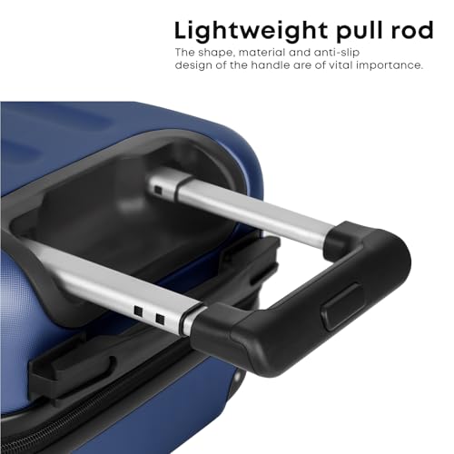 yonsly® Koffer Suitcase Set, Trolley Reisekoffer, Rollkoffer Handgepäck mit 4 Rollen 360°, ABS Hartschalen, Sicherheitsschloss, Weicher Gummigriff, 210D-Futter (4er Set, S,M,L&XL, Blau)