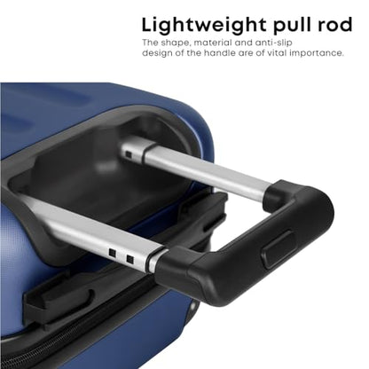 YONSLY® Koffer Suitcase Set, Trolley Reisekoffer, Rollkoffer Handgepäck mit 4 Rollen 360°, ABS Hartschalen, Sicherheitsschloss, Weicher Gummigriff, 210D-Futter (4er Set, S,M,L&XL, Blau)