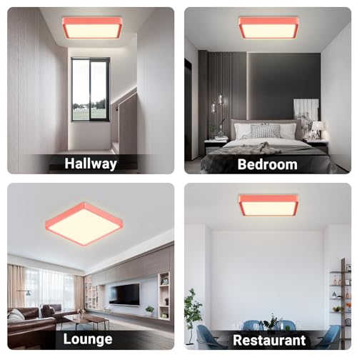 LQWELL® Ceiling Light LED Ceiling Lamp, IP44 Waterproof Bathroom Lamp Square Flat 18W 4000K 1600LM Modern Simple Lamp Thin for Living Room Bathroom Bedroom Kitchen Hallway Basement Office, 220 * 24mm