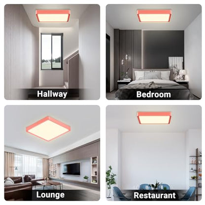 LQWELL® Ceiling Light LED Ceiling Lamp, IP44 Waterproof Bathroom Lamp Square Flat 18W 4000K 1600LM Modern Simple Lamp Thin for Living Room Bathroom Bedroom Kitchen Hallway Basement Office, 220 * 24mm