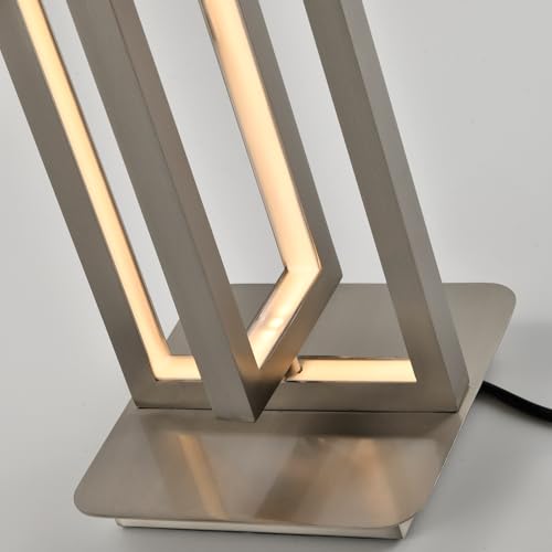 LQWELL® Tischlampe, Modern Minimalistisch Tischleuchte Mattes Sandnickel, LED Nachttischlampe, Metall Schreibtischlampe Esstischlampe für Schlafzimmer Wohnzimmer
