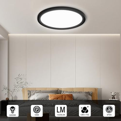 LQWELL® Ceiling Light LED Ceiling Lamp, IP44 Waterproof Bathroom Lamp Round Flat 18W 6000K 1600LM Modern Simple Lamp Thin for Living Room Bathroom Bedroom Kitchen Balcony Basement Office, 220 * 24mm