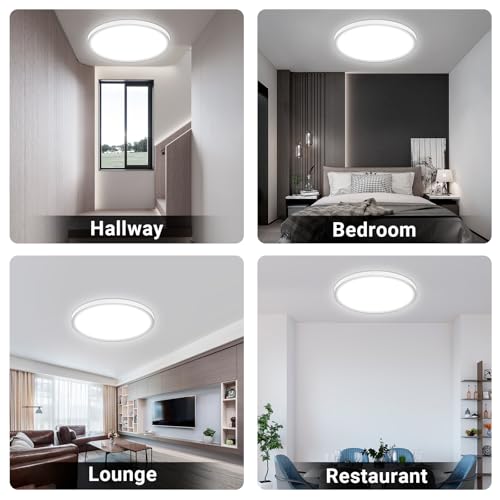 LQWELL® Ceiling Light LED Ceiling Lamp, IP44 Waterproof Bathroom Lamp Round Flat 23W 6000K 2600LM Modern Simple Lamp Thin for Living Room Bathroom Bedroom Kitchen Balcony Basement Office, 300 * 25mm