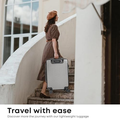 YONSLY® Suitcase Set, Trolley Travel Suitcase, Carry-On Suitcase with 4 360° Wheels, ABS Hard Shell, Security Lock, Soft Rubber Handle, 210D Lining (3-Piece Set, M,L&XL, Dark Grey)