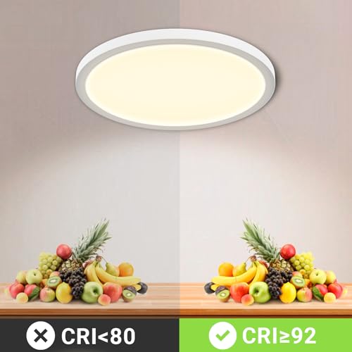 LQWELL® Deckenleuchte LED Deckenlampe, IP44 Wasserfest Badlampe Rund Flach 23W 4000K 2600LM Modern Schlicht Lampe Dünn für Wohnzimmer Badezimmer Schlafzimmer Küche Balkon Keller Büro, 300 * 25mm