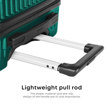 YONSLY® Koffer Suitcase Set, Trolley Reisekoffer, Rollkoffer Handgepäck mit 4 Rollen 360°, ABS Hartschalen, Sicherheitsschloss, Weicher Gummigriff, 210D-Futter (3er Set, M,L&XL, Dunkelgrün)