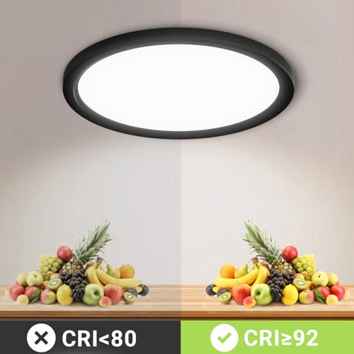 LQWELL® Ceiling Light LED Ceiling Lamp, IP44 Waterproof Bathroom Lamp Round Flat 18W 6000K 1600LM Modern Simple Lamp Thin for Living Room Bathroom Bedroom Kitchen Balcony Basement Office, 220 * 24mm