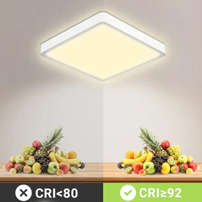 LQWELL® Ceiling Light LED Ceiling Lamp, IP44 Waterproof Bathroom Lamp Square Flat 18W 3000K 1600LM Modern Simple Lamp Thin for Living Room Bathroom Bedroom Kitchen Hallway Basement Office, 220 * 24mm