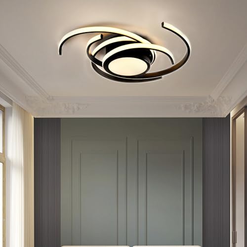 LQWELL ® Deckenleuchte LED Deckenlampe, 33W 3000K Küchenlampe Modern Schlafzimmerlampe aus Aluminium Schwarz Weiß für Wohnzimmer Schlafzimmer Küche Balkon Flur Keller Büro, 560 * 560 * 100mm