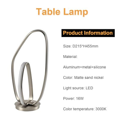 LQWELL® Tischlampe, Modern Minimalistisch Tischleuchte Mattes Sandnickel, LED Nachttischlampe, Metall Schreibtischlampe Esstischlampe für Schlafzimmer Wohnzimmer