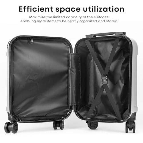 yonsly® Koffer Suitcase S Silber, Trolley Reisekoffer, Rollkoffer Handgepäck mit 4 Rollen 360°, ABS Hartschalen, Sicherheitsschloss, Weicher Gummigriff, 210D-Futter