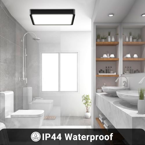 LQWELL® Ceiling Light LED Ceiling Lamp, IP44 Waterproof Bathroom Lamp Square Flat 18W 6000K 1600LM Modern Simple Lamp Thin for Living Room Bathroom Bedroom Kitchen Hallway Basement Office, 220 * 24mm