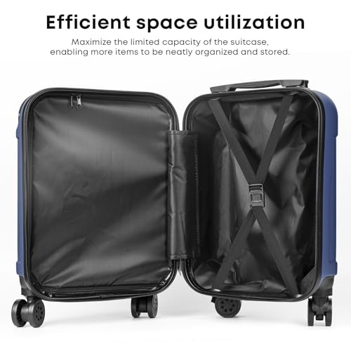 yonsly® Koffer Suitcase Set, Trolley Reisekoffer, Rollkoffer Handgepäck mit 4 Rollen 360°, ABS Hartschalen, Sicherheitsschloss, Weicher Gummigriff, 210D-Futter (4er Set, S,M,L&XL, Blau)