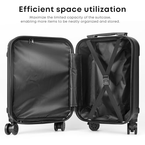 yonsly® Koffer Suitcase Set, Trolley Reisekoffer, Rollkoffer Handgepäck mit 4 Rollen 360°, ABS Hartschalen, Sicherheitsschloss, Weicher Gummigriff, 210D-Futter (4er Set, S,M,L&XL, Schwarz)