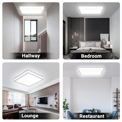 LQWELL® Ceiling Light LED Ceiling Lamp, IP44 Waterproof Bathroom Lamp Square Flat 23W 6000K 2600LM Modern Simple Lamp Thin for Living Room Bathroom Bedroom Kitchen Balcony Basement Office, 300 * 25mm