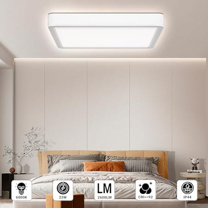 LQWELL® Ceiling Light LED Ceiling Lamp, IP44 Waterproof Bathroom Lamp Square Flat 23W 6000K 2600LM Modern Simple Lamp Thin for Living Room Bathroom Bedroom Kitchen Balcony Basement Office, 300 * 25mm