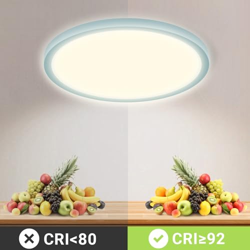 LQWELL® Ceiling Light LED Ceiling Lamp, IP44 Waterproof Bathroom Lamp Round Flat 18W 4000K 1600LM Modern Simple Lamp Thin for Living Room Bathroom Bedroom Kitchen Balcony Basement Office, 220 * 24mm