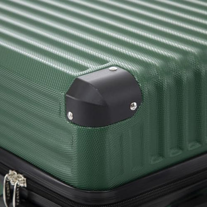 YONSLY® Trolley Luggage Suitcase Set, Roller Suitcase Carry-On ABS Hardshell with 4 360° Wheels, Security Lock, Soft Rubber Handle, 210D Lining (4-Piece Set, S,M,L&XL, Dark Green)