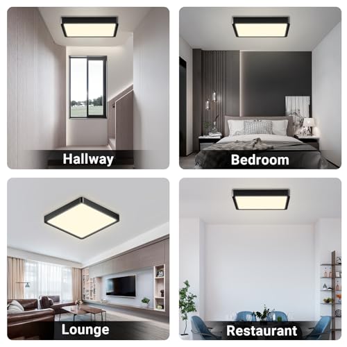 LQWELL® Deckenleuchte LED Deckenlampe, IP44 Wasserfest Badlampe Quadrat Flach 18W 4000K 1600LM Modern Schlicht Lampe Dünn für Wohnzimmer Badezimmer Schlafzimmer Küche Flur Keller Büro, 220 * 24mm
