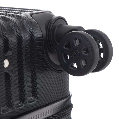 yonsly Trolley Reisekoffer Suitcase, Rollkoffer Handgepäck ABS Hartschalen mit 4 Rollen 360°, Sicherheitsschloss, Weicher Gummigriff, 210D-Futter (L, Schwarz)