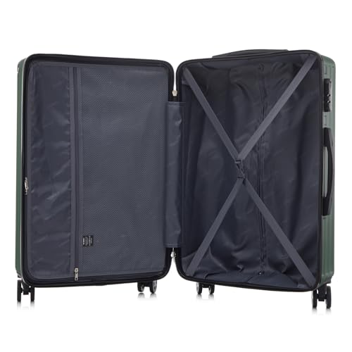 YONSLY® Trolley Reisekoffer Suitcase Set, Rollkoffer Handgepäck ABS Hartschalen mit 4 Rollen 360°, Sicherheitsschloss, Weicher Gummigriff, 210D-Futter (4er Set, S,M,L&XL, Dunkelgrün)