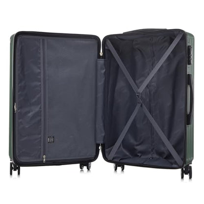 YONSLY® Trolley Luggage Suitcase Set, Roller Suitcase Carry-On ABS Hardshell with 4 360° Wheels, Security Lock, Soft Rubber Handle, 210D Lining (4-Piece Set, S,M,L&XL, Dark Green)