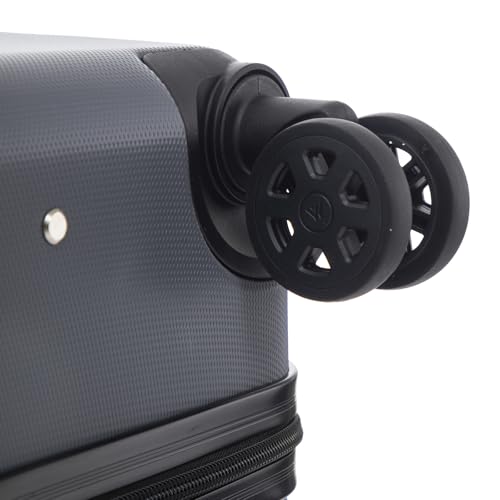 yonsly Koffer Suitcase M Grau, Trolley Reisekoffer, Rollkoffer Handgepäck mit 4 Rollen 360°, ABS Hartschalen, Sicherheitsschloss, Weicher Gummigriff, 210D-Futter