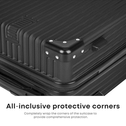 YONSLY®  Koffer Suitcase Set, Trolley Reisekoffer, Rollkoffer Handgepäck mit 4 Rollen 360°, ABS Hartschalen, Sicherheitsschloss, Weicher Gummigriff, 210D-Futter (3er Set, M,L&XL, Schwarz)
