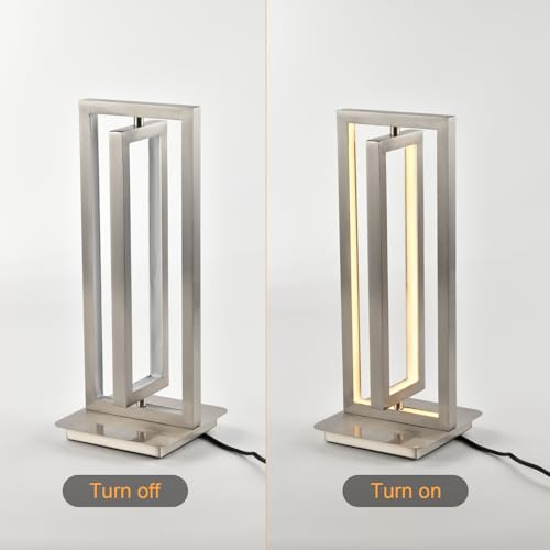 LQWELL® Tischlampe, Modern Minimalistisch Tischleuchte Mattes Sandnickel, LED Nachttischlampe, Metall Schreibtischlampe Esstischlampe für Schlafzimmer Wohnzimmer