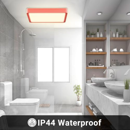 LQWELL® Ceiling Light LED Ceiling Lamp, IP44 Waterproof Bathroom Lamp Square Flat 18W 4000K 1600LM Modern Simple Lamp Thin for Living Room Bathroom Bedroom Kitchen Hallway Basement Office, 220 * 24mm
