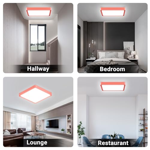 LQWELL® Ceiling Light LED Ceiling Lamp, IP44 Waterproof Bathroom Lamp Square Flat 18W 6000K 1600LM Modern Simple Lamp Thin for Living Room Bathroom Bedroom Kitchen Hallway Basement Office, 220 * 24mm