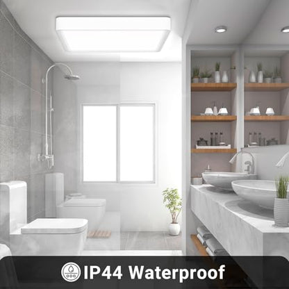 LQWELL® Ceiling Light LED Ceiling Lamp, IP44 Waterproof Bathroom Lamp Square Flat 23W 6000K 2600LM Modern Simple Lamp Thin for Living Room Bathroom Bedroom Kitchen Balcony Basement Office, 300 * 25mm