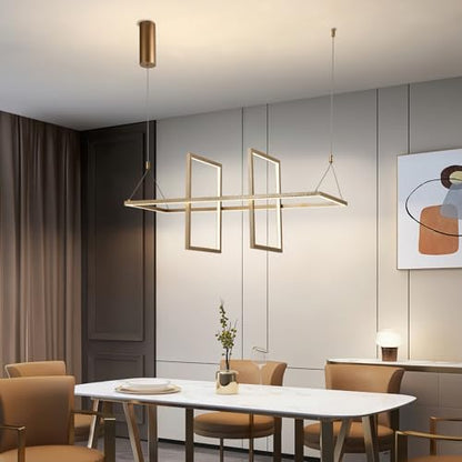 LQWELL® Modern Pendant Light LED, Minimalist Industrial Pendant Lamp Vintage Hanging Lamp for Kitchen Living Room Bedroom Dining Room Cafes, Metal Chandelier Ceiling Lamp, Gold