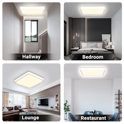LQWELL® Deckenleuchte LED Deckenlampe, IP44 Wasserfest Badlampe Quadrat Flach 23W 4000K 2600LM Modern Schlicht Lampe Dünn für Wohnzimmer Badezimmer Schlafzimmer Küche Balkon Keller Büro, 300 * 25mm