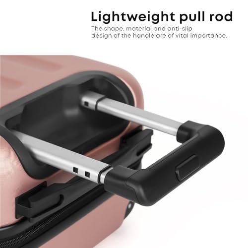 yonsly® Koffer Suitcase M Roségold, Trolley Reisekoffer, Rollkoffer Handgepäck mit 4 Rollen 360°, ABS Hartschalen, Sicherheitsschloss, Weicher Gummigriff, 210D-Futter