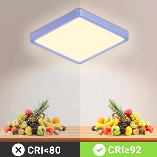 LQWELL® Ceiling Light LED Ceiling Lamp, IP44 Waterproof Bathroom Lamp Square Flat 18W 4000K 1600LM Modern Simple Lamp Thin for Living Room Bathroom Bedroom Kitchen Hallway Basement Office, 220 * 24mm