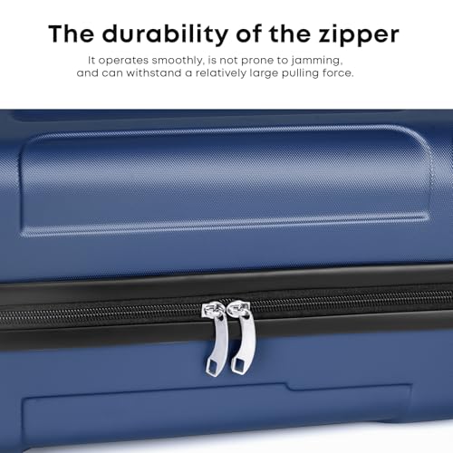 yonsly® Koffer Suitcase Set, Trolley Reisekoffer, Rollkoffer Handgepäck mit 4 Rollen 360°, ABS Hartschalen, Sicherheitsschloss, Weicher Gummigriff, 210D-Futter (4er Set, S,M,L&XL, Blau)