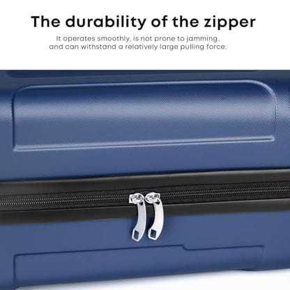 YONSLY® Koffer Suitcase Set, Trolley Reisekoffer, Rollkoffer Handgepäck mit 4 Rollen 360°, ABS Hartschalen, Sicherheitsschloss, Weicher Gummigriff, 210D-Futter (4er Set, S,M,L&XL, Blau)