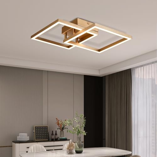 LQWELL® LED Deckenlampe, ModernGeometrische Deckenleuchte 3000K 18W Gold Küchenlampe, Deckenstrahler für Esszimmer Wohnzimmer Schlafzimmer Flur