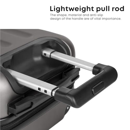 yonsly® Koffer Suitcase XL Grau, Trolley Reisekoffer, Rollkoffer Handgepäck mit 4 Rollen 360°, ABS Hartschalen, Sicherheitsschloss, Weicher Gummigriff, 210D-Futter
