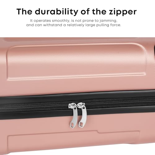 yonsly® Koffer Suitcase M Roségold, Trolley Reisekoffer, Rollkoffer Handgepäck mit 4 Rollen 360°, ABS Hartschalen, Sicherheitsschloss, Weicher Gummigriff, 210D-Futter