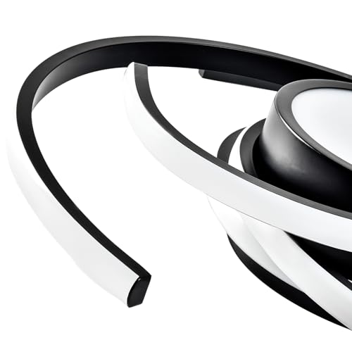 LQWELL ® Deckenleuchte LED Deckenlampe, 33W 3000K Küchenlampe Modern Schlafzimmerlampe aus Aluminium Schwarz Weiß für Wohnzimmer Schlafzimmer Küche Balkon Flur Keller Büro, 560 * 560 * 100mm