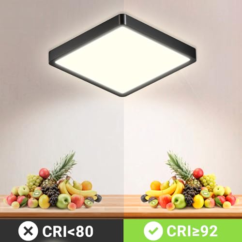 LQWELL® Ceiling Light LED Ceiling Lamp, IP44 Waterproof Bathroom Lamp Square Flat 18W 4000K 1600LM Modern Simple Lamp Thin for Living Room Bathroom Bedroom Kitchen Hallway Basement Office, 220 * 24mm