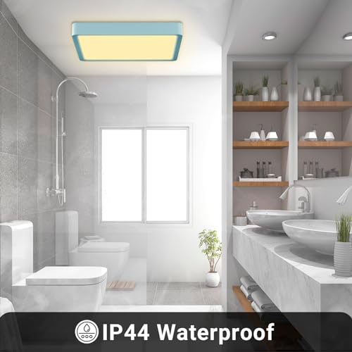LQWELL® Ceiling Light LED Ceiling Lamp, IP44 Waterproof Bathroom Lamp Square Flat 18W 3000K 1600LM Modern Simple Lamp Thin for Living Room Bathroom Bedroom Kitchen Hallway Basement Office, 220 * 24mm