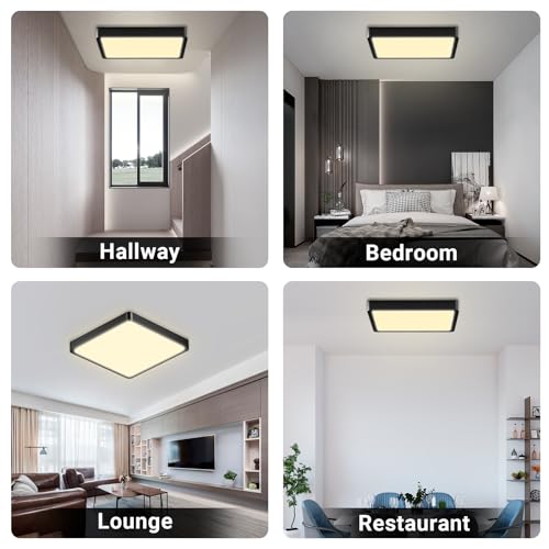 LQWELL® Ceiling Light LED Ceiling Lamp, IP44 Waterproof Bathroom Lamp Square Flat 18W 3000K 1600LM Modern Simple Lamp Thin for Living Room Bathroom Bedroom Kitchen Hallway Basement Office, 220 * 24mm