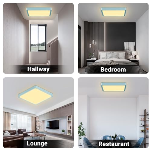 LQWELL® Ceiling Light LED Ceiling Lamp, IP44 Waterproof Bathroom Lamp Square Flat 18W 3000K 1600LM Modern Simple Lamp Thin for Living Room Bathroom Bedroom Kitchen Hallway Basement Office, 220 * 24mm
